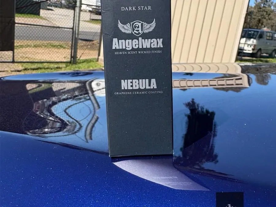 Angelwax Dark Star Nebula graphene ceramic coating on dark blue paint