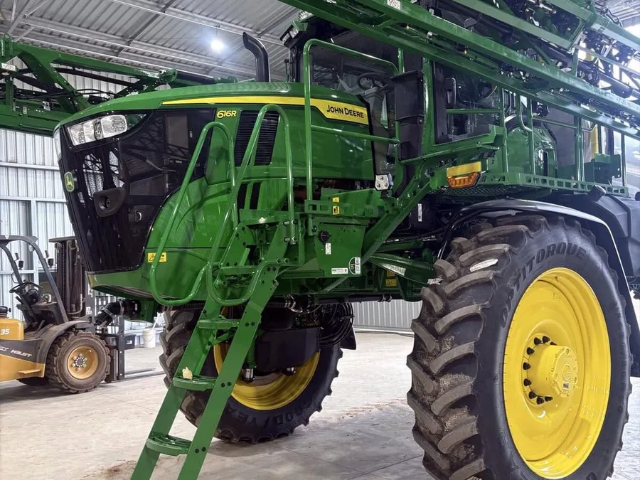 John Deere sprayer after detailing inside a shed
