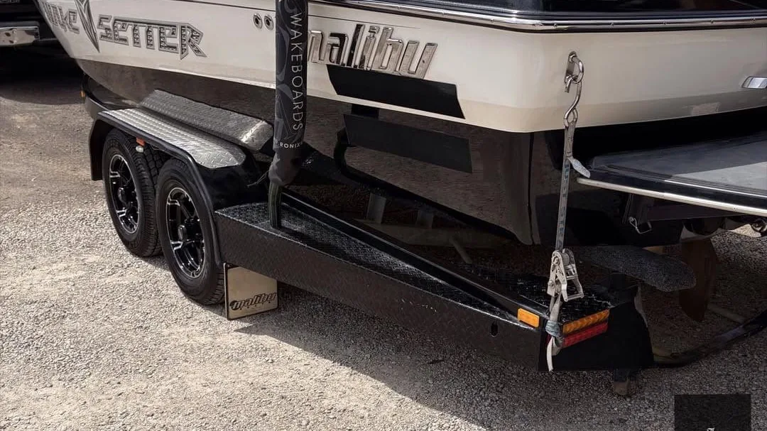 Restored, glossy gelcoat on a Malibu Wakesetter, DJM Detailing Bendigo
